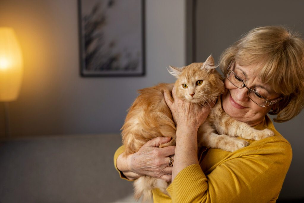 Senior woman with a cat