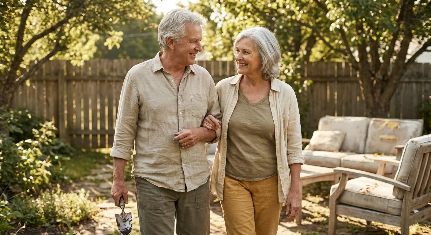 A couple gardening in Tennessee, enjoying their retirement years.