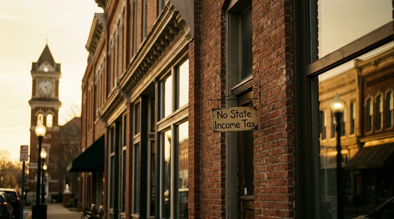 A warm, nostalgic film photo of a historic brick main street in Franklin, Tennessee.