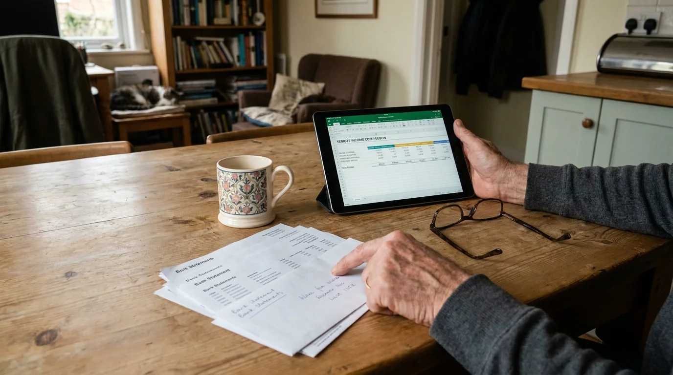 Editorial photograph illustrating: Comparing Remote Income Streams