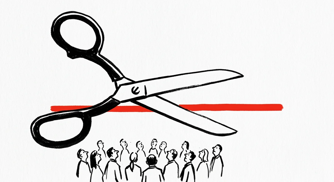 A conceptual graphic illustration of scissors cutting a red line, symbolizing the potential removal of the tax cap.