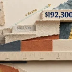 Paper collage bar chart showing rising wage limits from $184,500 to $192,300 with an increase of $7,800.